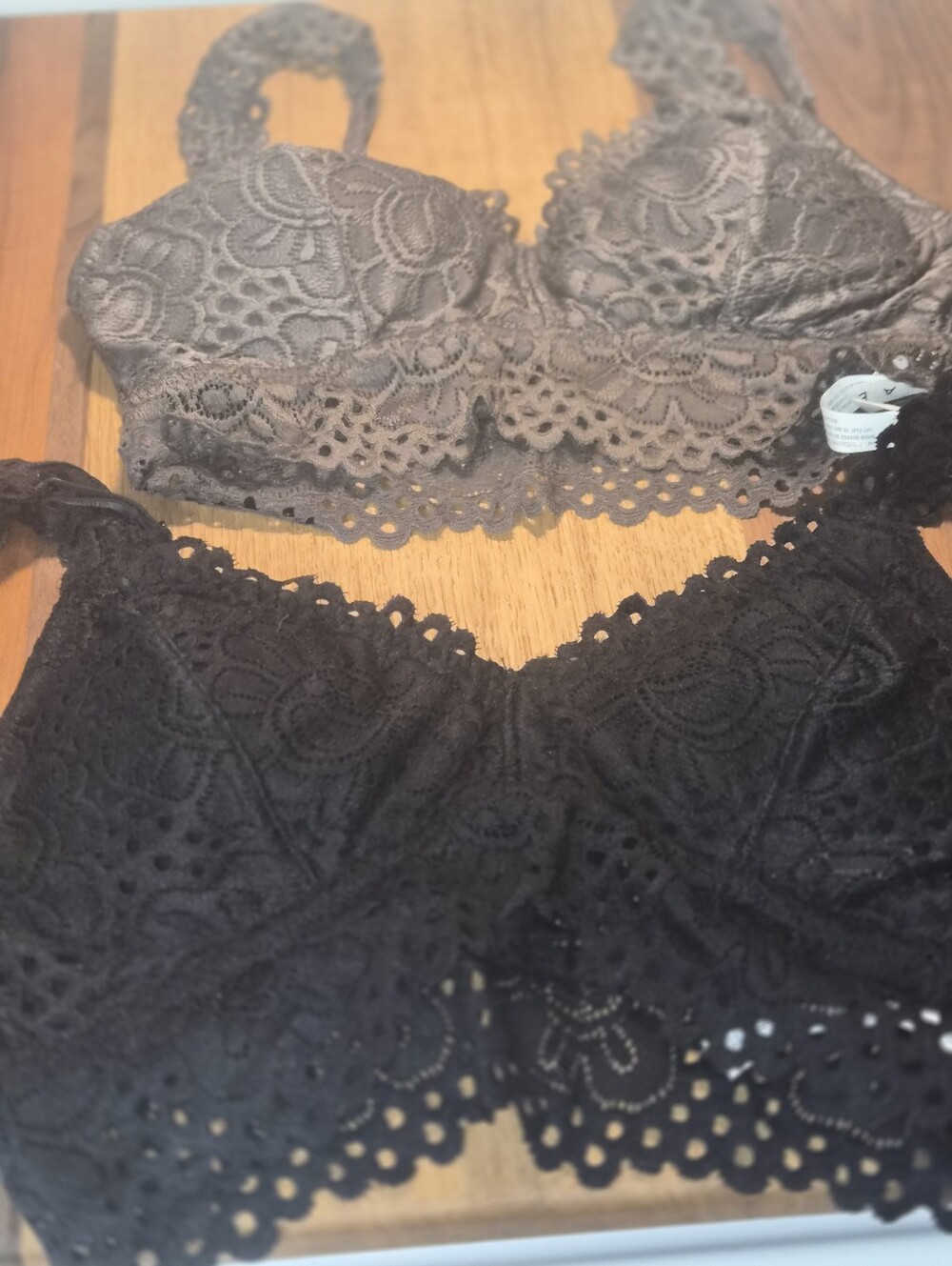 Lace Bralette Duo in Black and Lighy Brown Never Worn